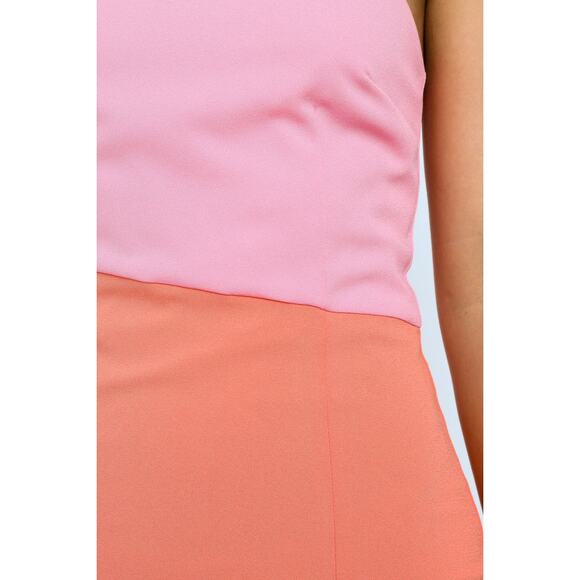 Petal + Pup NWT Xiomar Pink Orange Colorblock One Shoulder Side Slit Midi Dress - Picture 2 of 12
